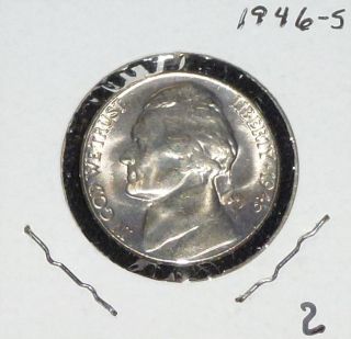 1946 - S Jefferson Nickel Brilliant Choice Bu Lustrous And 2 photo