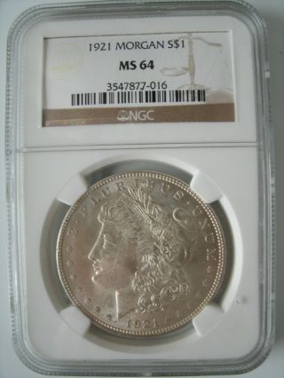 1921 Morgan Silver Dollar - Ngc Ms 64 - Coin photo