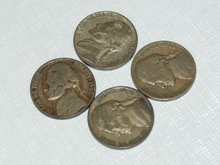 4 War Nickels 1942p/1943p/1944p/1945p Business/circulated Great Dates 35 Silve photo