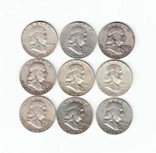 U.  S.  (9) - Franklin Half Dollars (1950 - 63) photo