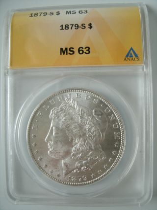 1879 S Morgan Silver Dollar - Anacs Ms 63 - Coin photo
