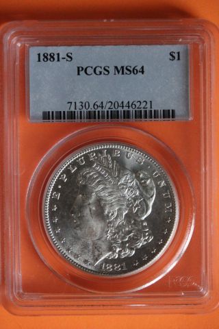 1881 - S Ms64 Morgan Silver Dollar Pcgs Graded & Certified Slabbed Coin 044 photo