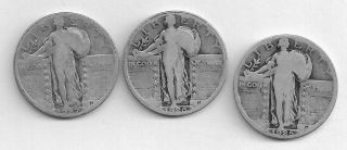 1925 - 1926 - 1927 - 1928s - 1929s 90 Silver Standing Liberty Quarter Dollars photo
