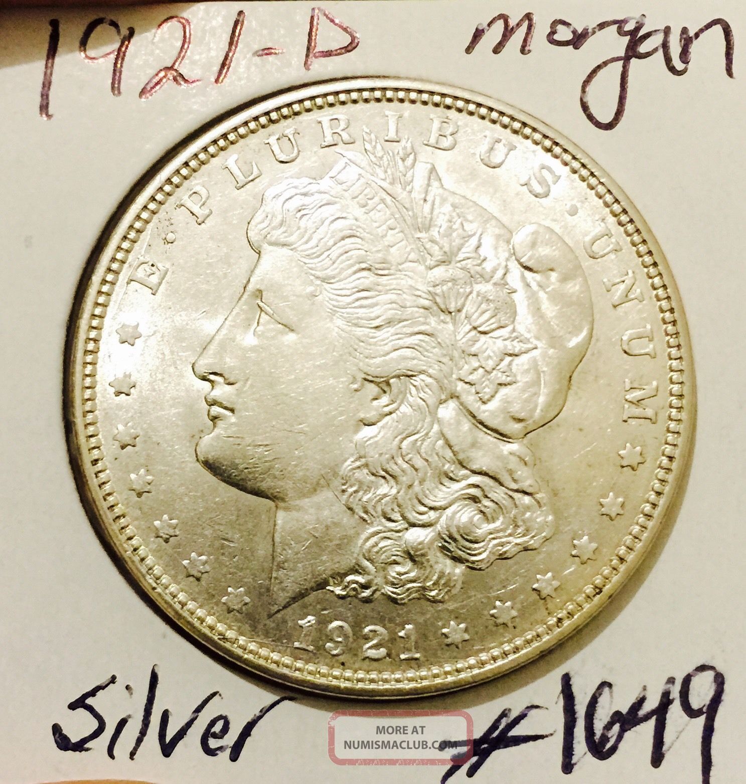 1921 - D Morgan Silver Dollar/ Outstanding Coin 1649