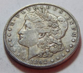Antique 1892 Us Morgan Silver Dollar Coin 90 photo
