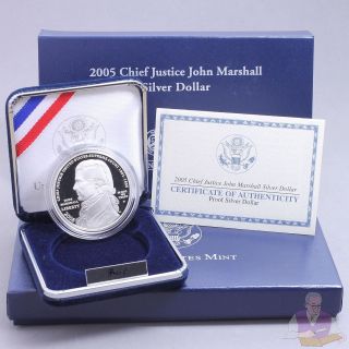 2005 P Chief Justice John Marshall Proof Commem 90 Silver Dollar Ogp Us Coin photo