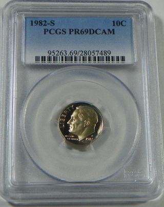 1982 - S Proof Roosevelt Dime Coin Pcgs Pr69dcam - photo