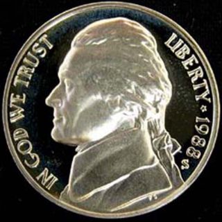1988 S Gem Proof Jefferson Nickel Us Coin photo