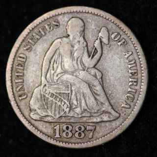 1887 - S Seated Liberty Dime Choice Vf, photo