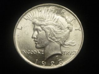 1923 - P Peace Dollar - 90 Silver Coin - Bright Bu - photo