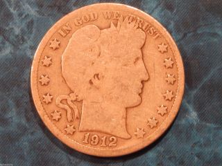 1912 Barber Silver Half Dollar 50c Coin Id Bh005 photo