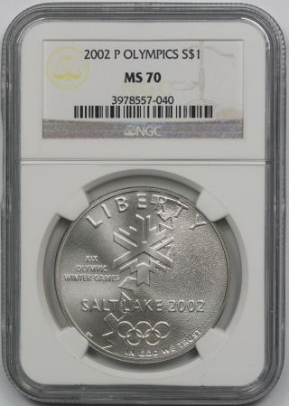 2002 - P Salt Lake City Olympics Modern Silver Commemorative $1 Ms 70 Ngc photo