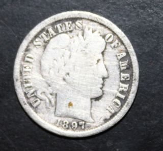 1897 Silver Barber Dime - Great Details photo