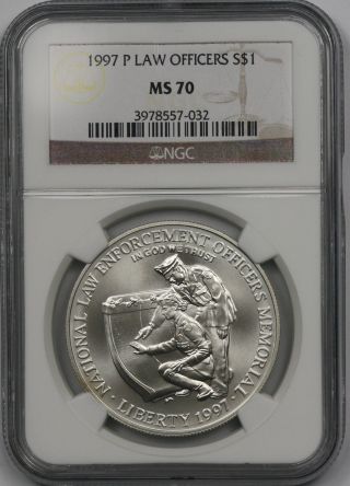 1997 - P Law Officers Modern Commemorative Silver Dollar $1 Ms 70 Ngc photo