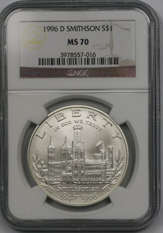 1996 - D Smithsonian Modern Commemorative Silver Dollar $1 Ms 70 Ngc photo