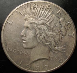 Key 1927 $1 Peace Dollar - Mintage Only 848,  000 (e) photo