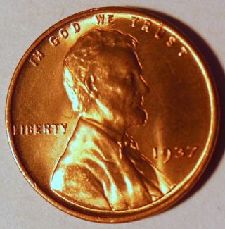 1937 Lincoln Wheat Cent Uncirculated High End State Red Us Coin L 392 photo