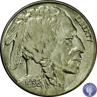 1936 S Ch Au/unc Buffalo Indian Nickel Rare Us Coin 833 photo