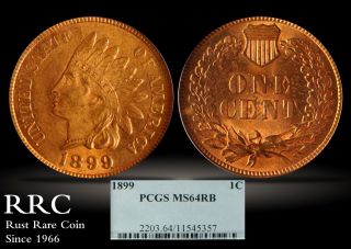 1899 Indian Cent Pcgs Ms64 Rb photo
