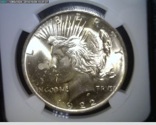 1922 - P Peace Silver Dollar - Ngc Ms 64 photo