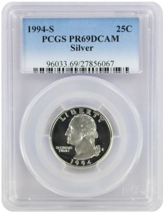 1994 - S Silver Washington Quarter Pr69dcam Pcgs Proof 69 Deep Cameo photo