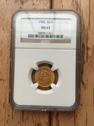 1902 Ngc Ms 63 $2.  50 Gold Liberty Head photo