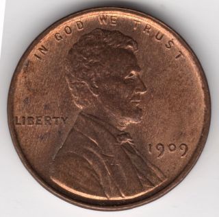 1909 Vdb Lincoln One Cent Wheat Penny Coin - Rare Key Date - Quality photo