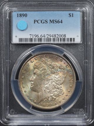 1890 Morgan Silver Dollar Pcgs Ms 64 Toning photo