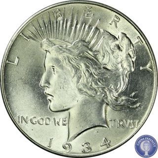 1934 P Looks Uncirculated Silver Peace Dollar Scarce Usa Old Coin 736 photo