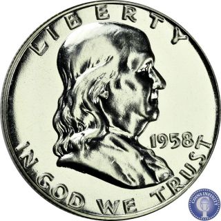 1958 Gem Proof Silver Franklin Half Dollar Cameo Usa Coin 881 photo