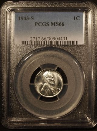 1943 S Lincoln Steel Cent Uncirculated - Pcgs 66 (a) photo