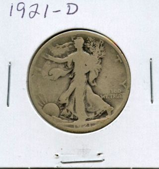 1921 - D Walking Liberty Silver Half Dollar photo