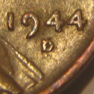 Rare 1944 D/s Lincoln Wheat Cent Early Die State Omm 2 Very Fine photo