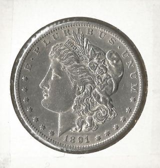 1891 - S $1 Morgan Silver Dollar,  Bu,  (h02) photo