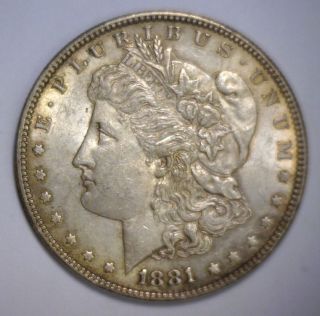 1881 Morgan Silver Dollar Au Almost Uncirculated Philadelphia Issue photo
