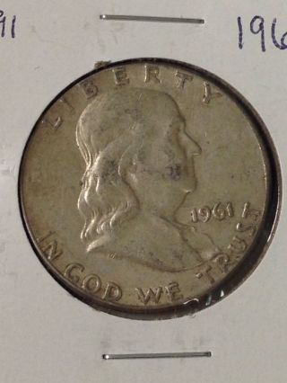 F091 1961 - P Franklin Liberty Silver Half Dollar Circulated Fairhouse photo