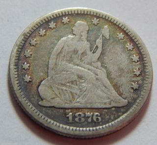 1876 Silver Seated Liberty Quarter 25¢ Coin photo