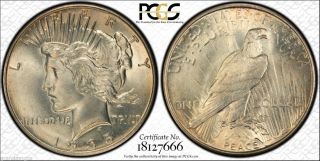 Pcgs Ms64,  1935 - P Peace Dollar Cac Green Approval Sticker photo
