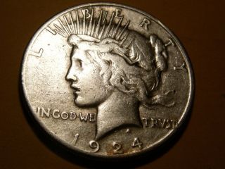 1924s Peace Silver Dollar  4 (key - Date) photo