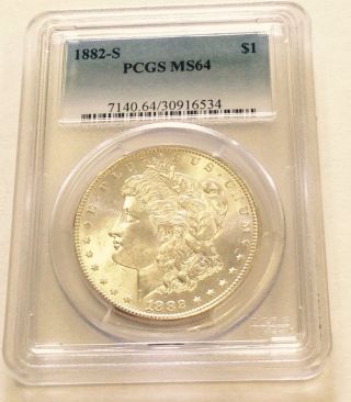 1882 S Morgan Silver Dollar - Pcgs Ms64 - Frost White Coin - San Francisco photo