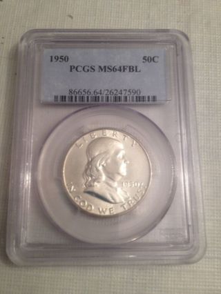 1950 Fbl Pcgs Ms64 Outstanding Silver Franklin 50 Cents photo