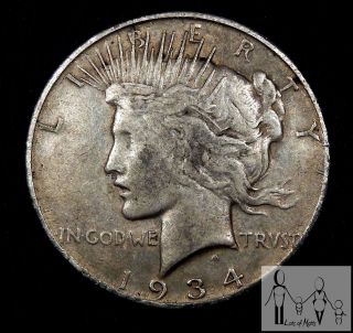 1934 D Vg Very Good,  Silver Peace Dollar $1 Us Coin photo