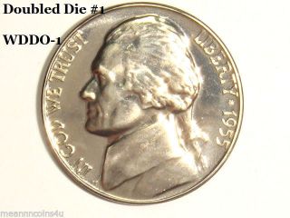 1955 5c Gem Proof Doubled Die 1 & Ddr Jefferson Nickel Cameo photo
