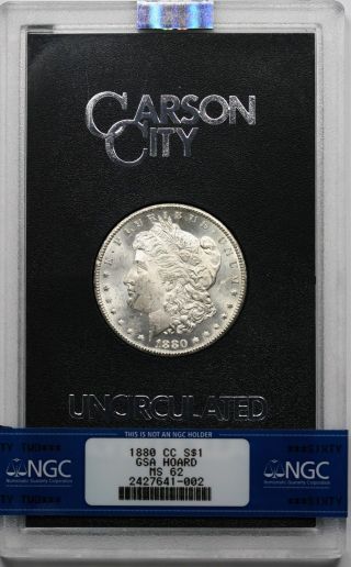 1880 - Cc Morgan Silver Dollar Gsa Hoard $1 Ms 62 Ngc W/ Box, photo