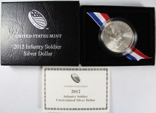 2012 - W Infantry Soldier Commemorative Silver Dollar 90 Silver photo