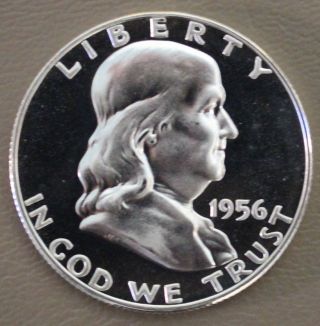 Gem Proof 1956 Franklin Half Dollar Cameo/deep Cameo Coin C10 photo