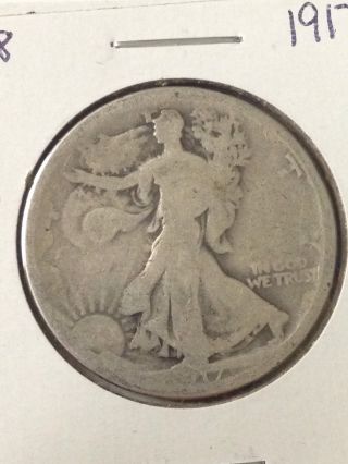 F098 1917 - S Rev Walking Liberty Silver Half Dollar Circulated Fairhouse photo