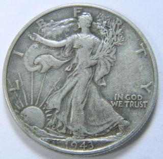 1943 - P U.  S.  Walking Liberty Silver Half Dollar Coin - Sharp - Full Breasts - 122997 photo