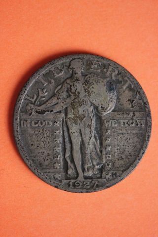 1927 - P Standing Liberty Quarter Fast 90 Silver Us Bullion Coin 52 photo