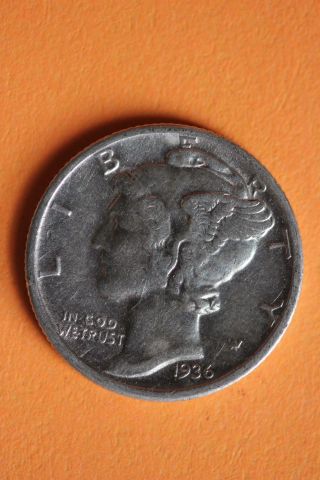 1936 - P Mercury Dime Winged Liberty Fast 90 Silver Us Bullion Coin 319 photo